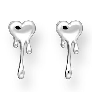 Sterling Silver Melting Heart Stud Earrings